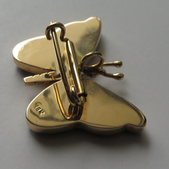 Lapis In 18K Yellow Gold Butterfly Brooch/Pendant - Picture 4 of 12